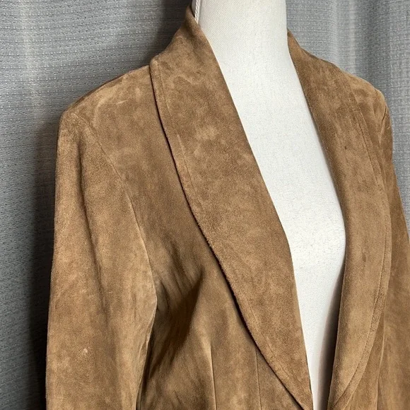 **SOLD** ANNA TRZEBINSKI NTITO COAT TAN SUEDE DUSTER - Picture 11 of 14
